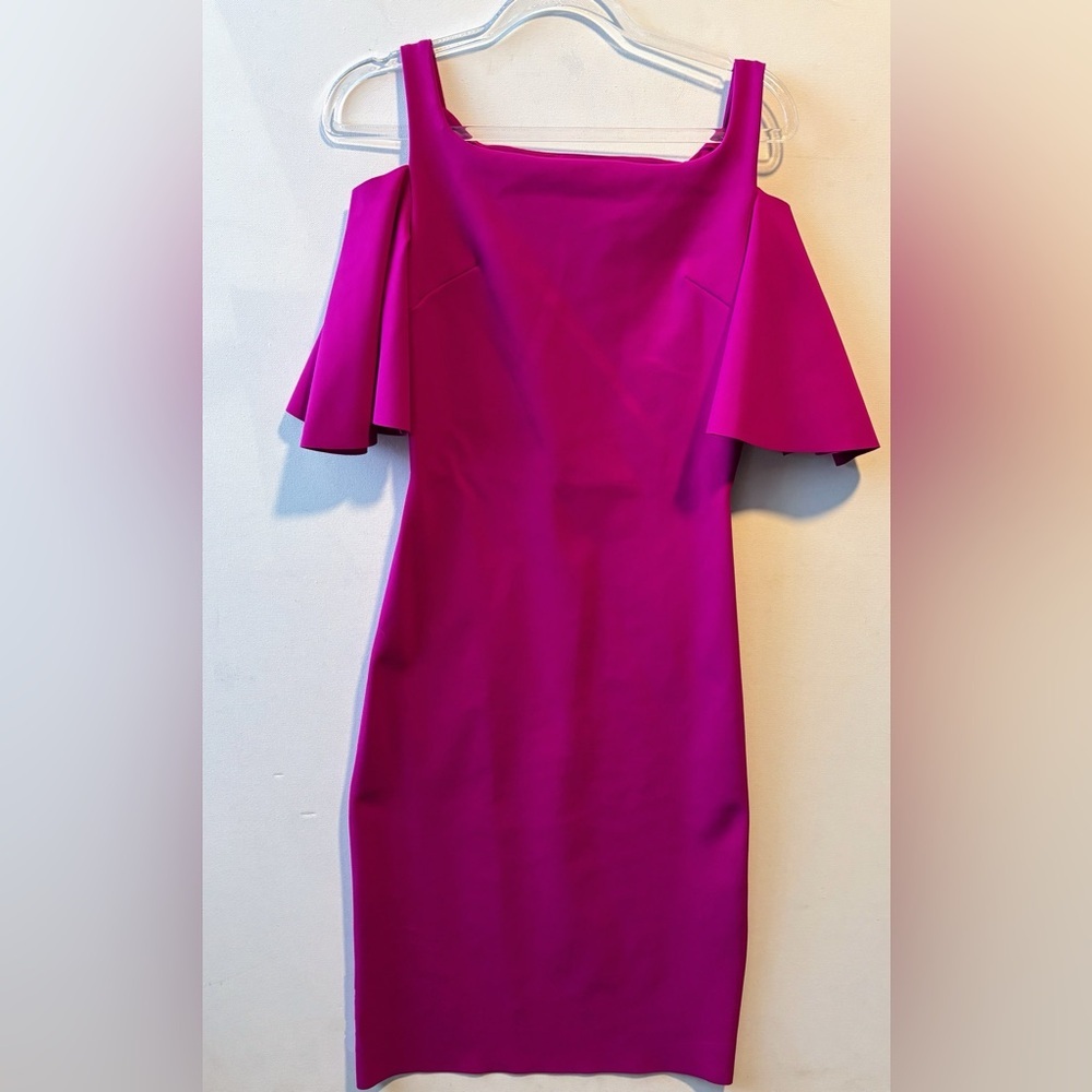 Chiara Boni La Petite Robe magenta pink flare sleeve dress sz 42 6 M barbicore - Picture 6 of 9